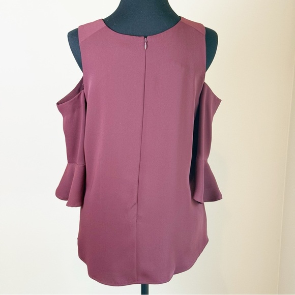 Ann Taylor Pink Ruffled Cut Out Blouse 3/4 Sleeve - Picture 3 of 5